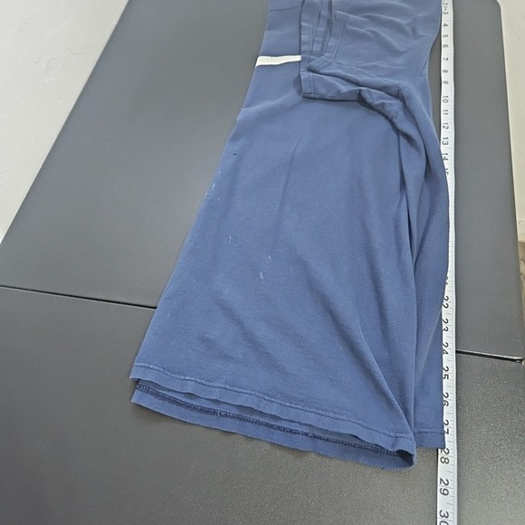 90s NIKE Huge Swoosh Distressed T-Shirt Vintage  XL Navy Blue Thrashed - Picture 7 of 13